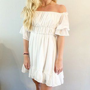 Lovers + Friends White Ruffle Mini Dress